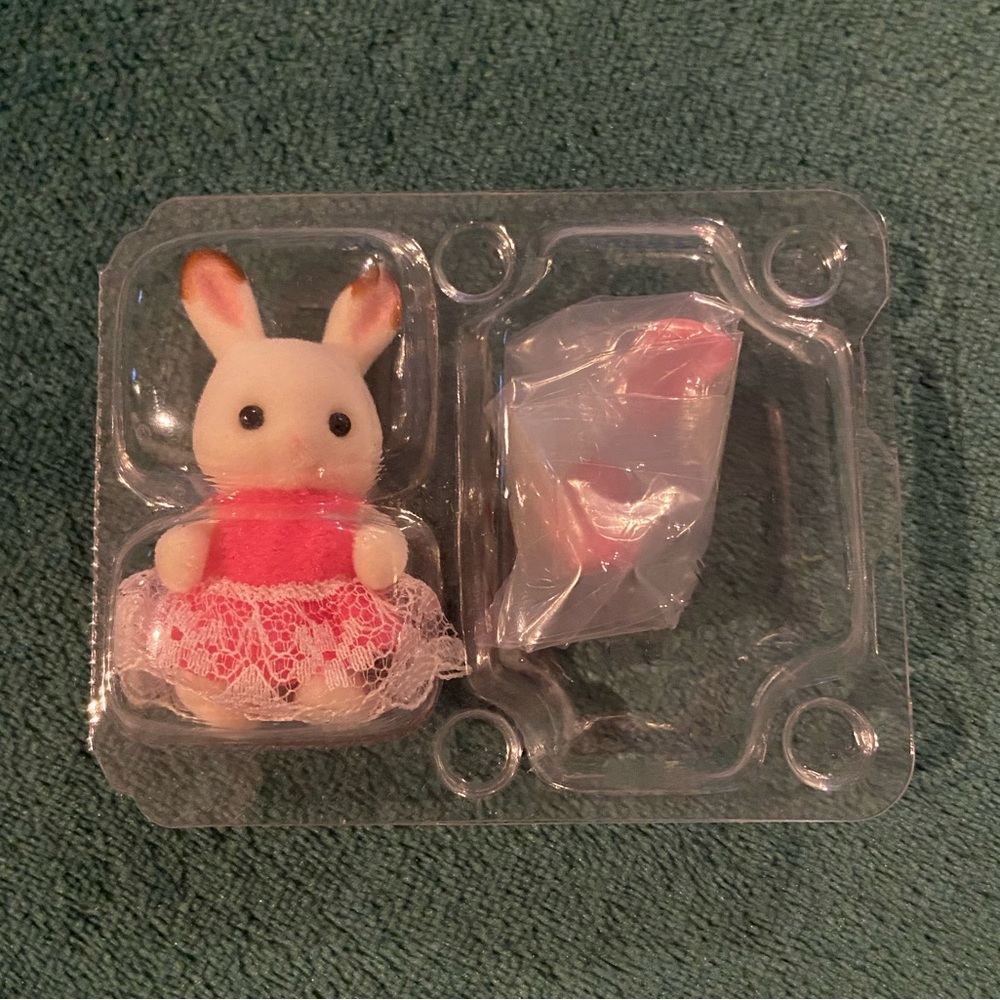 Calico Critters Bunny with Pink Dress and Accessories